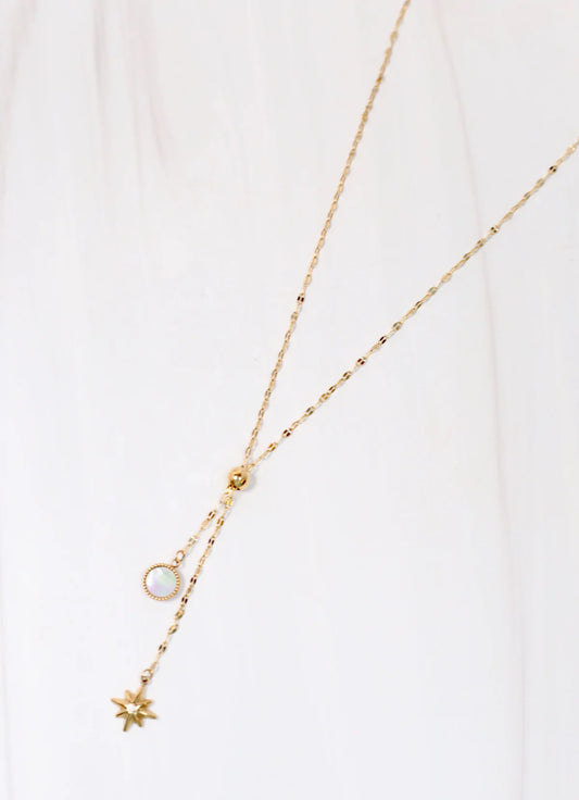 Caroline Hill Gold Borden Drop Charm Necklace