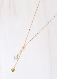 Caroline Hill Gold Borden Drop Charm Necklace