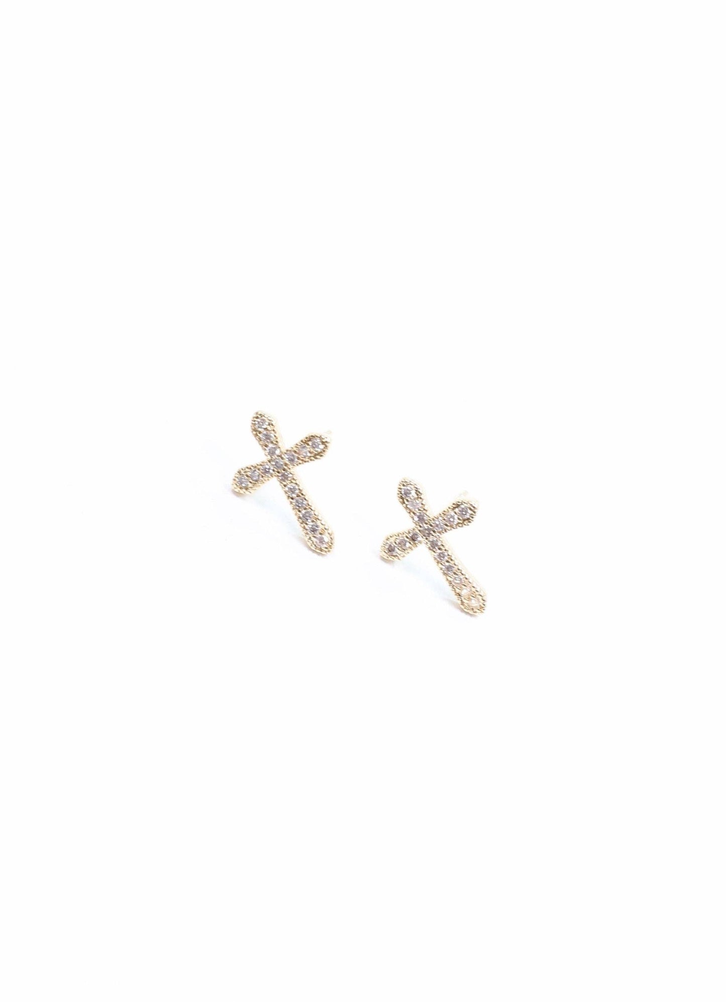 Eddison CZ Cross Earring GOLD