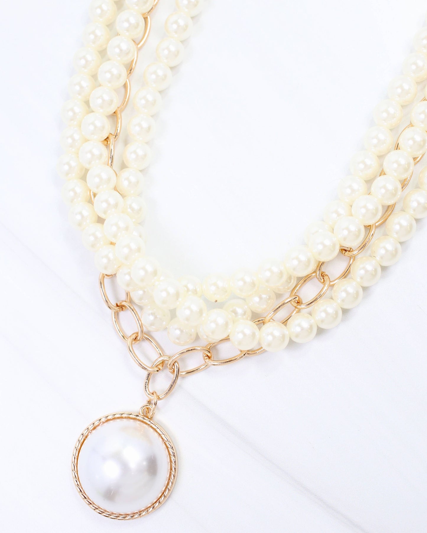 June Pearl Link Layered Necklace Gold: Default