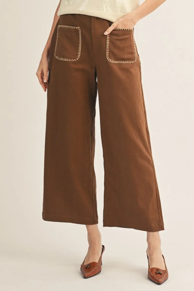 The Kat Toffee & Cream Stitched Pants