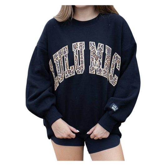 Lulu Mac Black and Leopard Stitch Sweatshirt