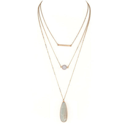 Druzy Genuine Stone Mix Layer Necklace