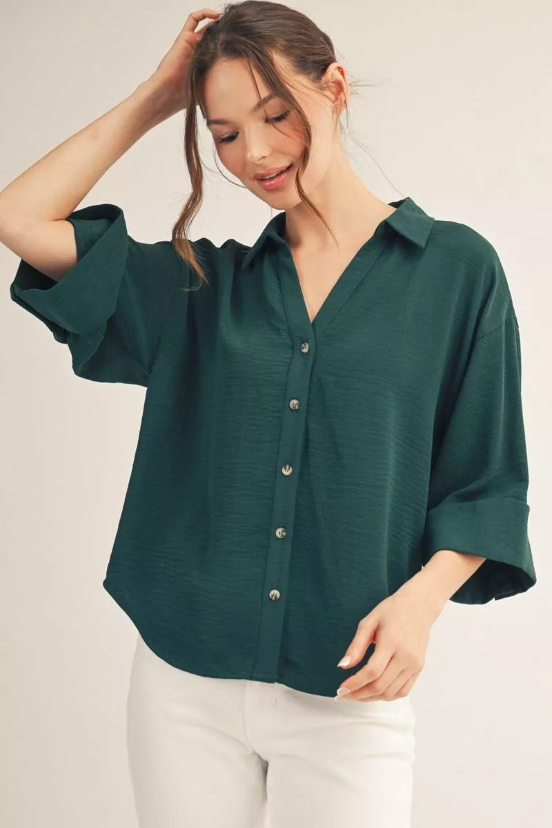 Jodifli green button up casual top