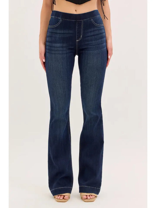 Cello High Rise Dark Pull On Flare Jegging