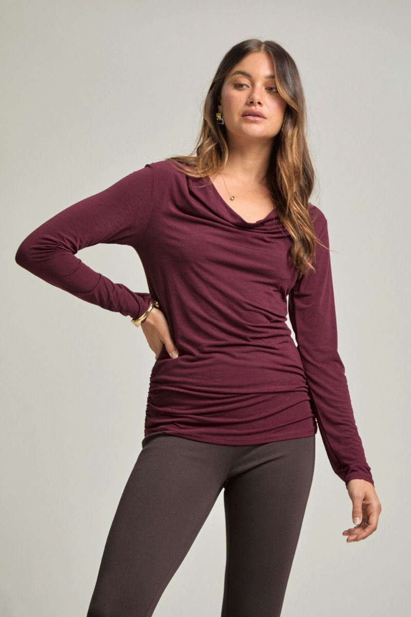 Dear Scarlett Wine Ruched Top