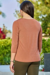 Dear Scarlett Classic V-Neck Top in Rust