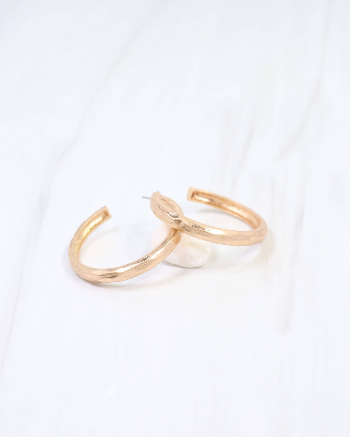 Hyde Park Hammered Hoop Earring Worn Gold: Default