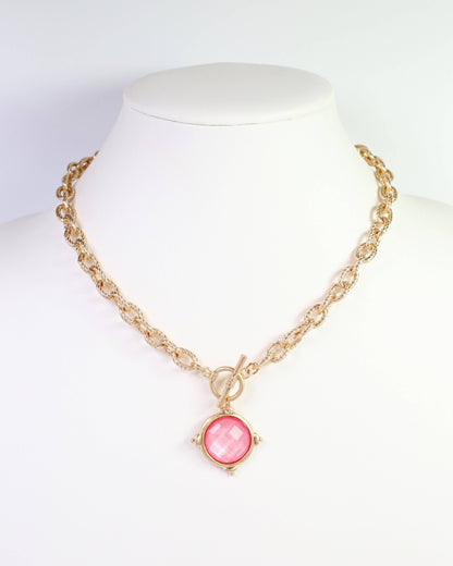 Rochester Faceted Link Necklace Pink: Default