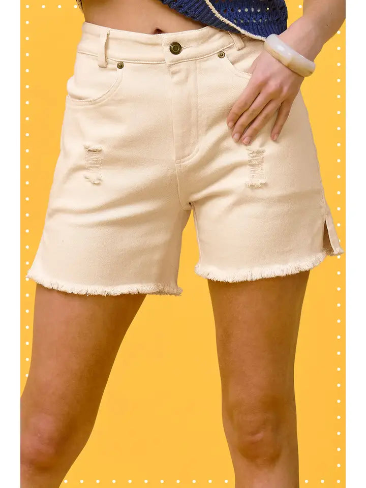 La Miel High Rise Basic Mineral Washed Denim Shorts