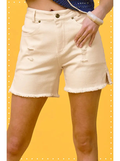 La Miel High Rise Basic Mineral Washed Denim Shorts