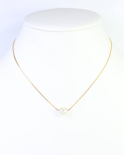 Nora Dainty Pearl Necklace WP Gold: Default