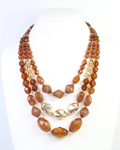 Adalee Beaded Necklace Brown: Default