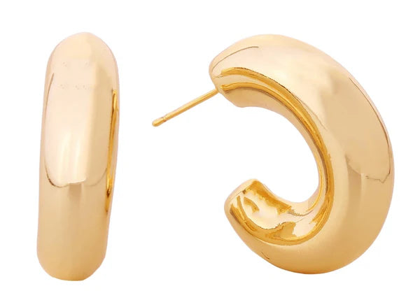 Puffy Hoop Post Earrings
