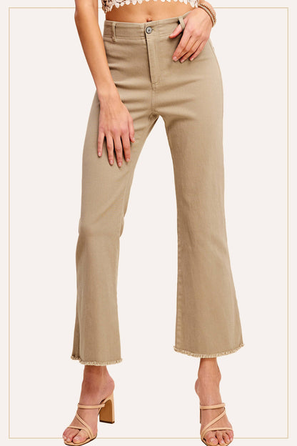 Soft Washed Stretchy High Waisted Flare Pants