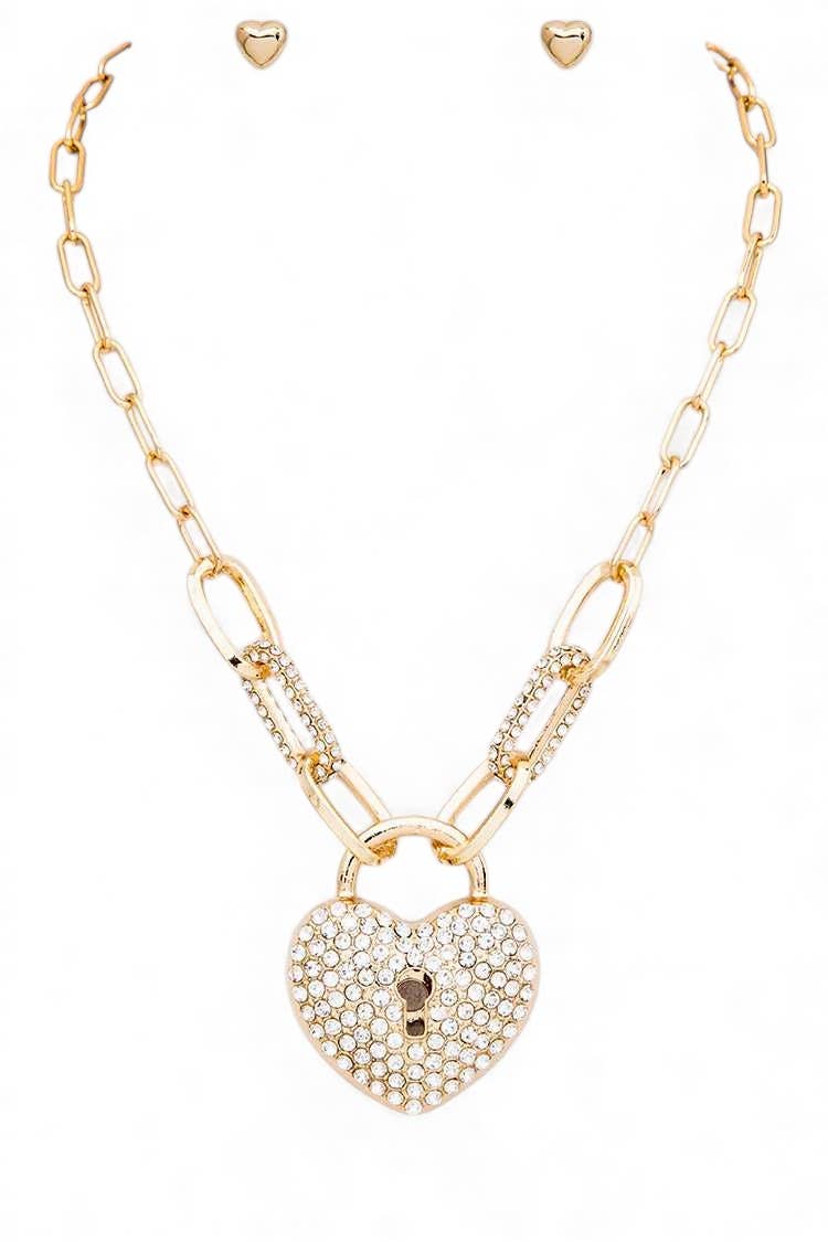 Heart Locket Pendant Iconic Necklace Set