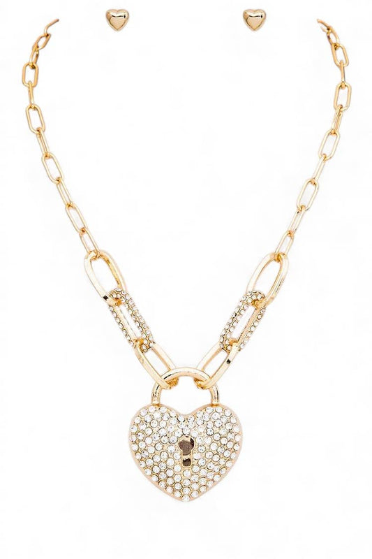 Heart Locket Pendant Iconic Necklace Set