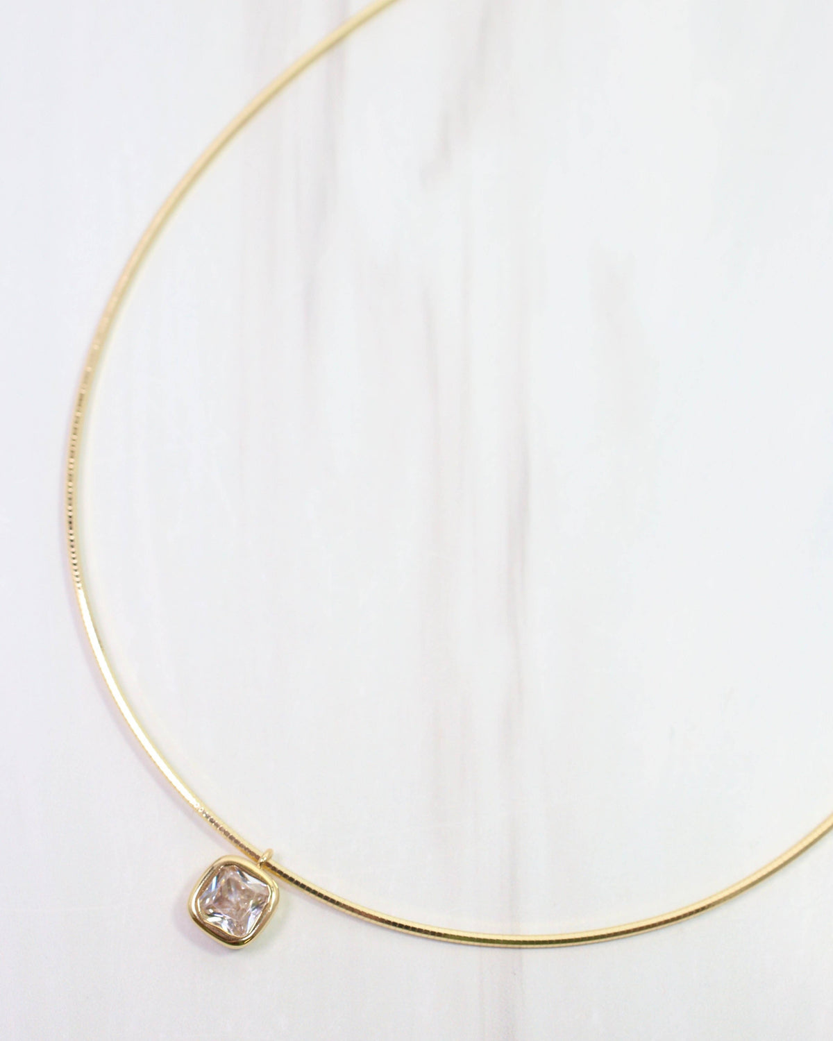 Farah Square CZ Chain Necklace WR Gold: Default