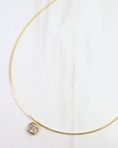 Farah Square CZ Chain Necklace WR Gold: Default