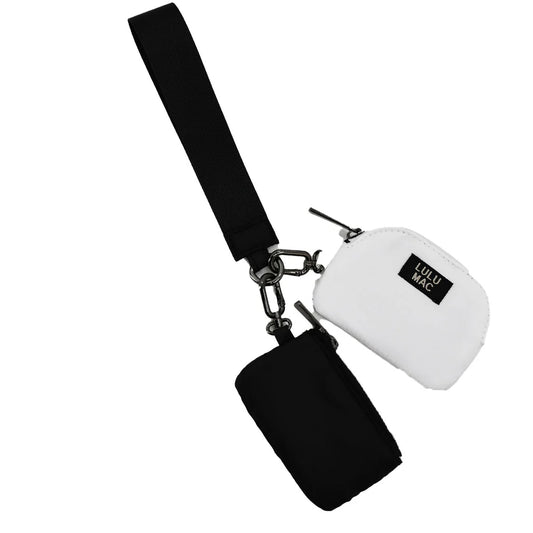 Lulu Mac White/Black Double Pouch Wristlet