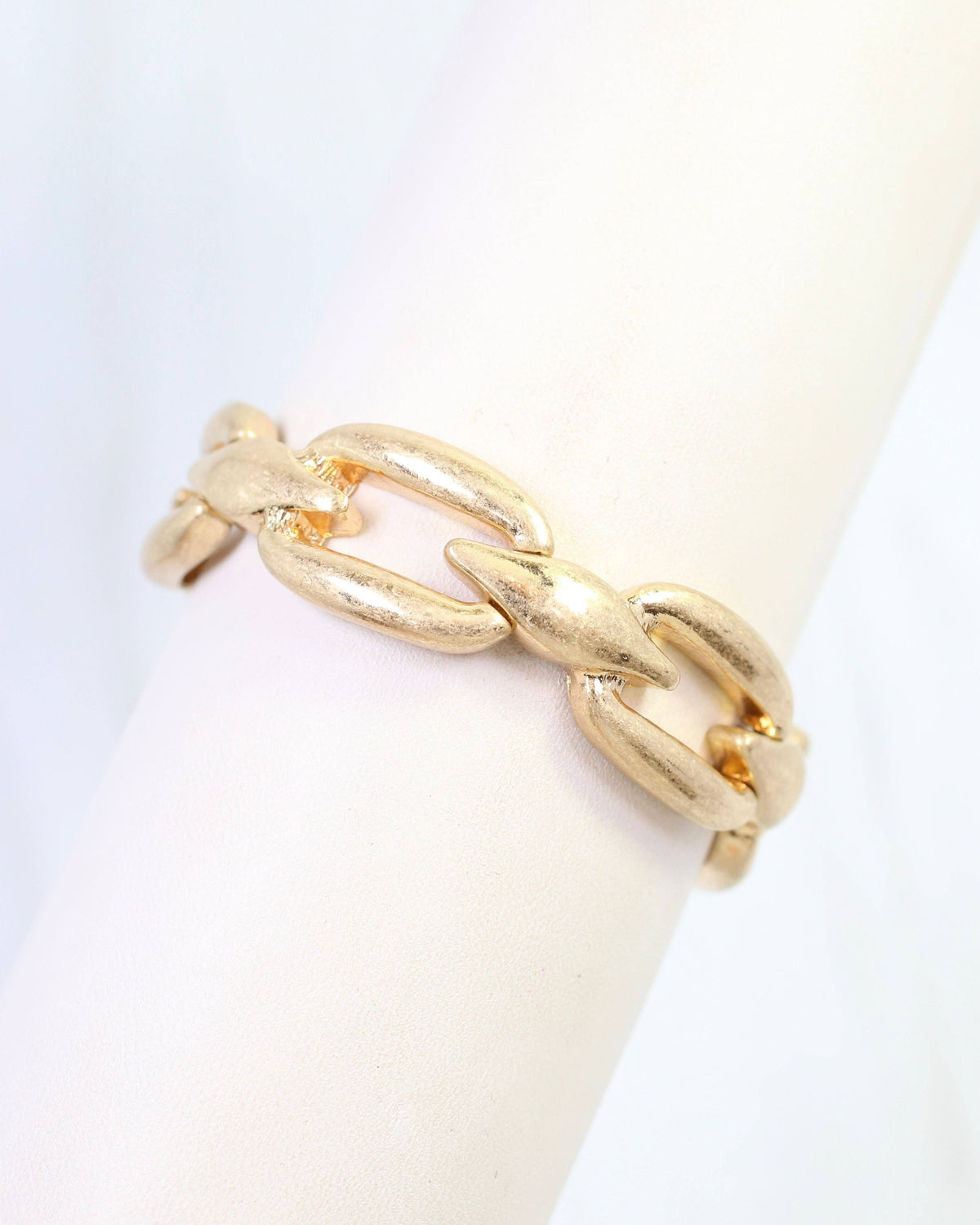 Lesley Link Stretch Bracelet Worn Gold: Default