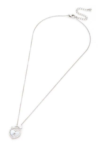 MOP CZ Key To The Heart Locket Pendant Necklace