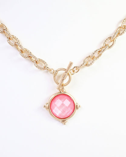 Rochester Faceted Link Necklace Pink: Default