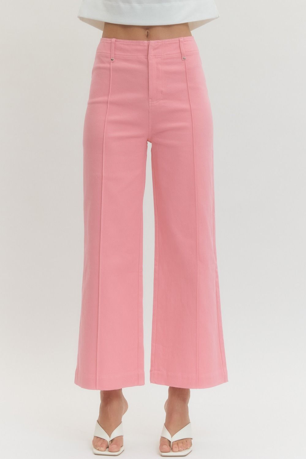 Light Pink High-Rise Wide Leg Pants