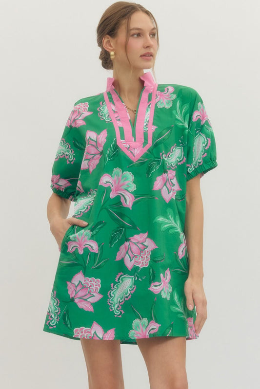 The Lisa  Contrast Floral Dresss
