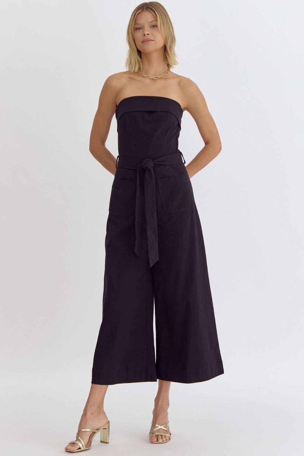 Solid Strapless Jumpsuit