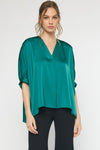 Hunter Green Satin Top