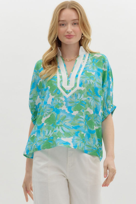 The MaryAnn Green Aqua Blouse
