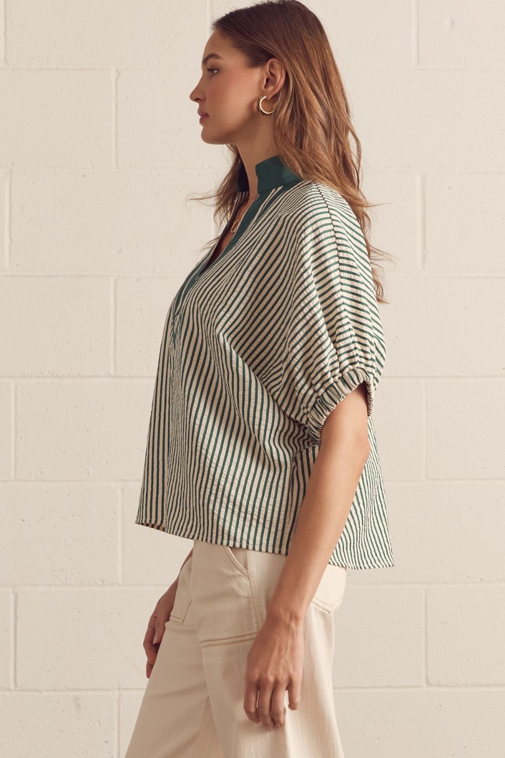 The Janie Green Striped Top