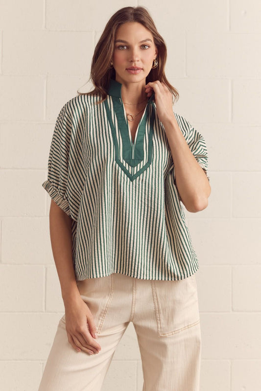 The Janie Green Striped Top