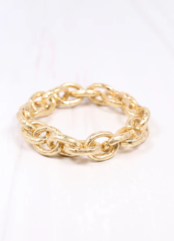 Brooke Stretch Bracelet Worn Gold