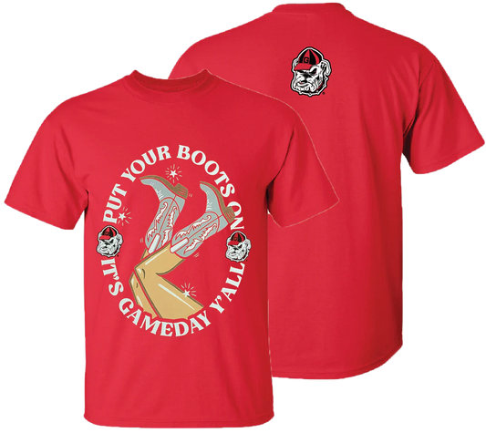 Girlie Girl Georgia Boots Up Red Tee