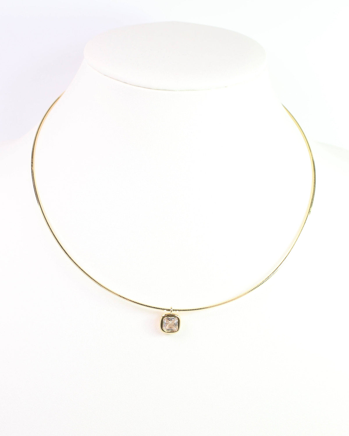 Farah Square CZ Chain Necklace WR Gold: Default