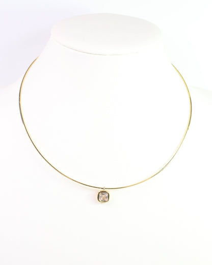 Farah Square CZ Chain Necklace WR Gold: Default