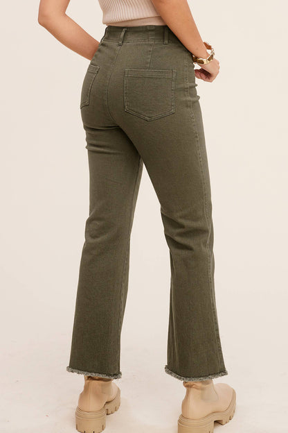 Soft Washed Stretchy High Waisted Flare Pants