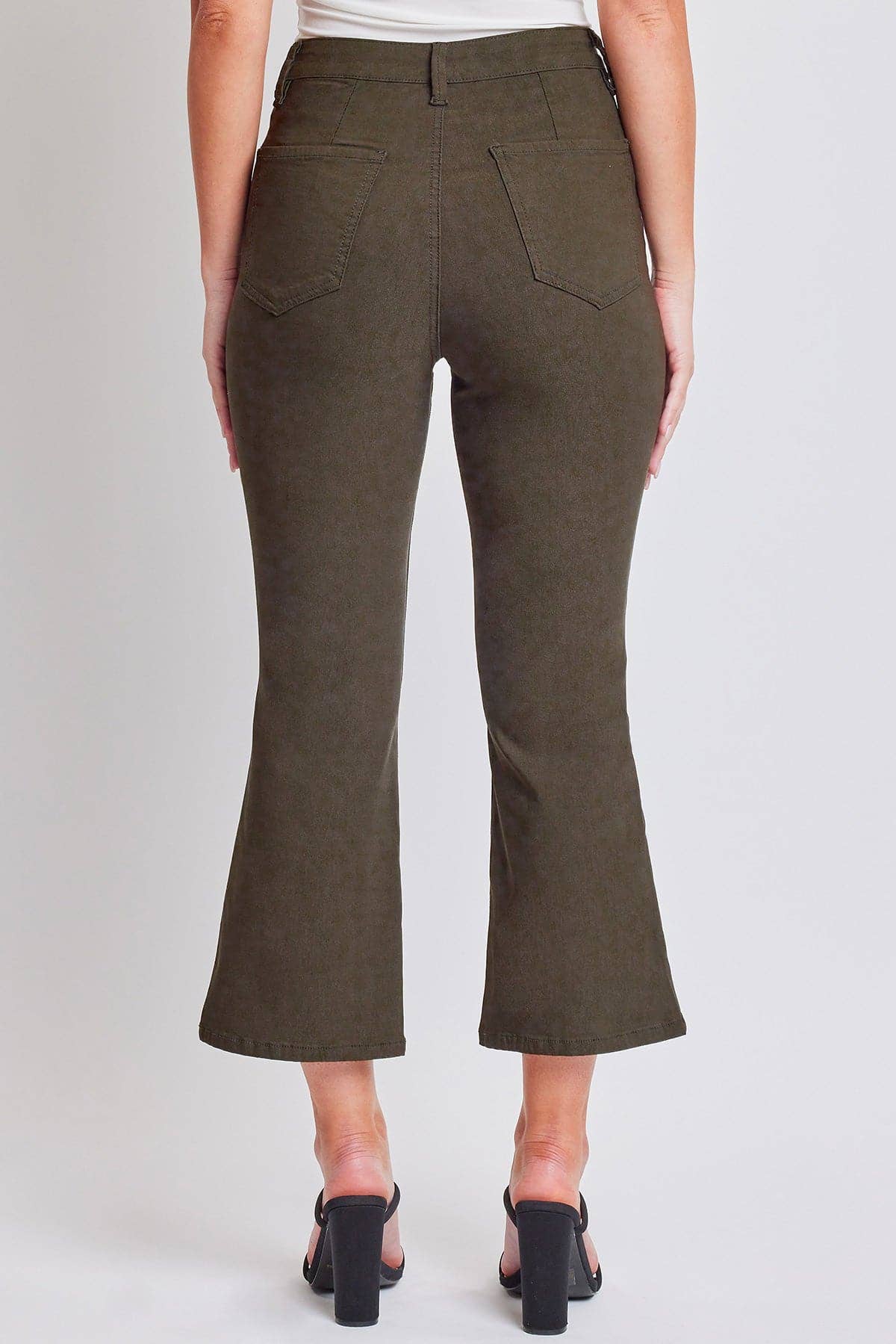Hyperstretch Cropped Kick Flare Leg Pants Dark olive