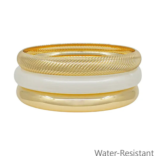 Acrylic Gold & White Green Bangles
