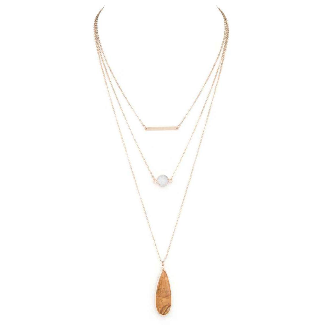 Druzy Genuine Stone Mix Layer Necklace