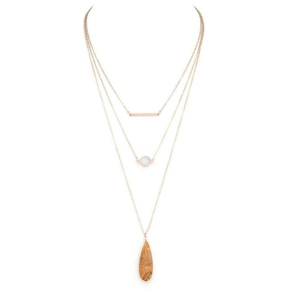 Druzy Genuine Stone Mix Layer Necklace