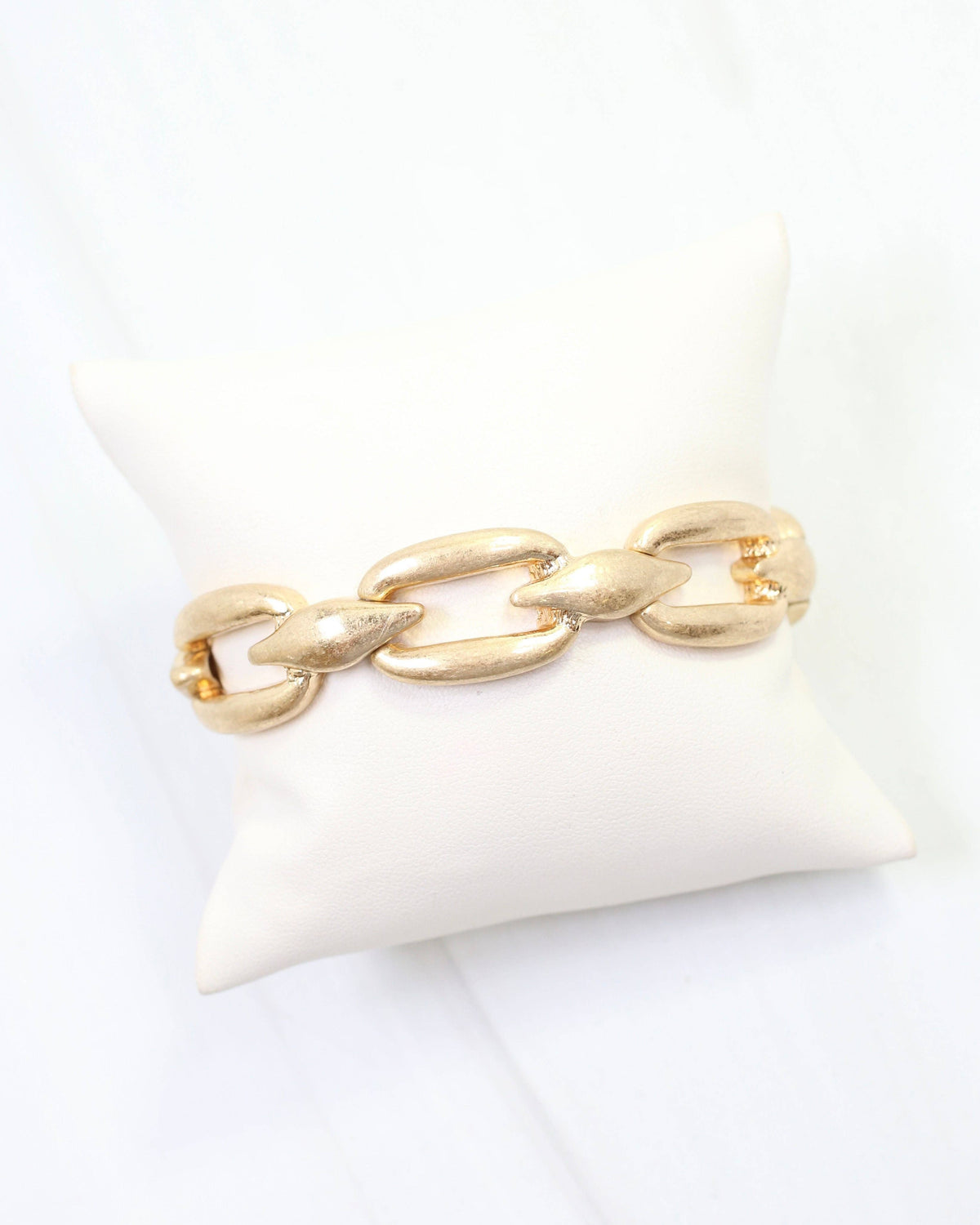 Lesley Link Stretch Bracelet Worn Gold: Default