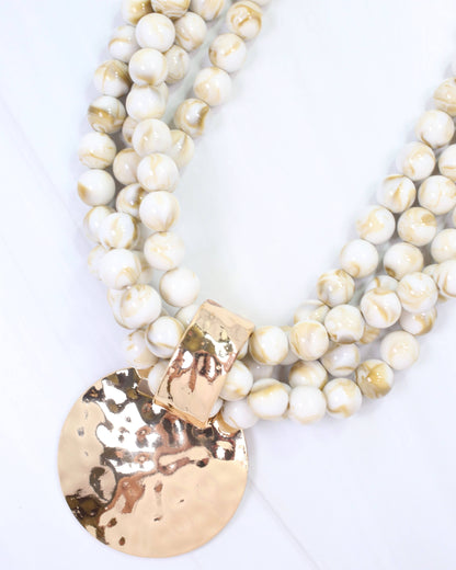 Laven Layered Beaded Necklace with Pendant Natural: Default