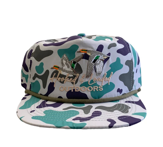 Hooked and Loaded Greenwing White Old School Rope Hat