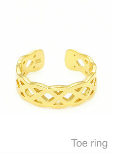 18K Gold Plated Lattice Design Sterling Silver Toe Ring