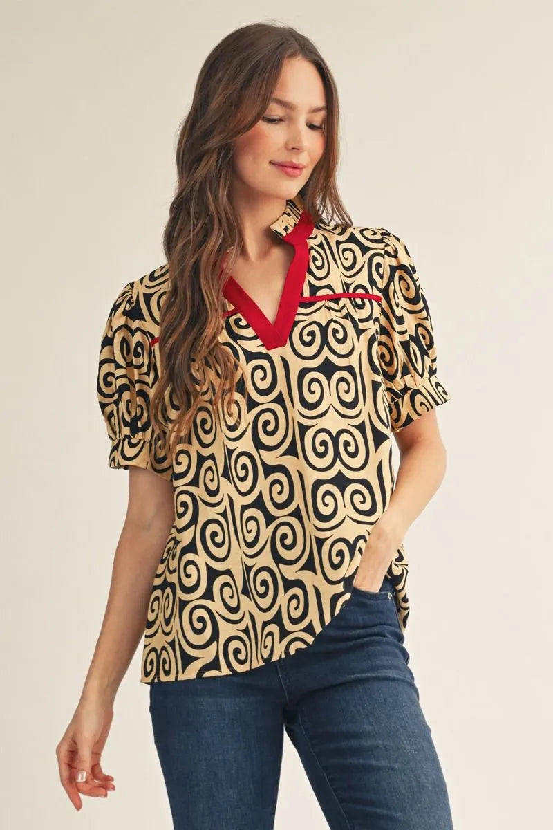 The Brianna Swirl Print Top