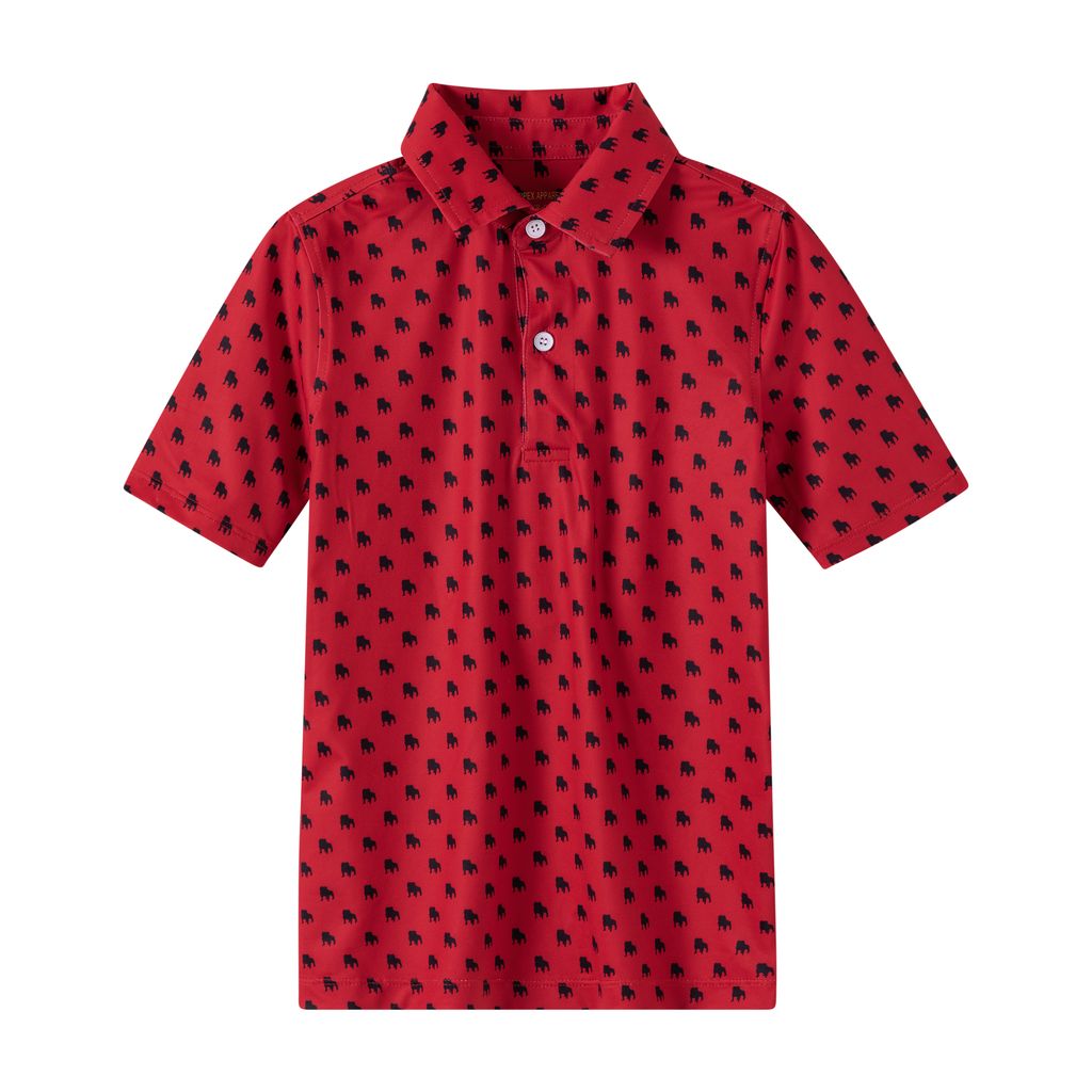 Meripex Performance Polo Shirt-Bulldog Outline-Red/Black