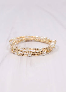 Caroline Hill Gold Sowell Pearl Bracelet Set